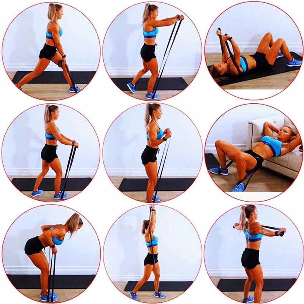 ZESTAW TAŚM OPOROWYCH TAŚMY DO ĆWICZEŃ 4 RÓŻNE POZIOMY TAŚM FITNESS DO JOGI