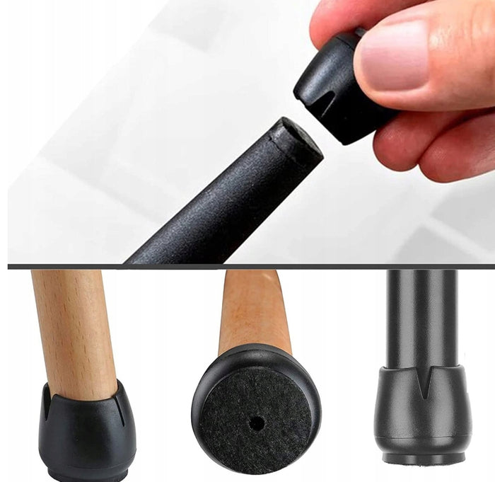 16x NAKŁADKI NA NOGI MEBLE KRZESŁA Z FILCEM 17-21mm CZARNE GUMOWE NASADKI