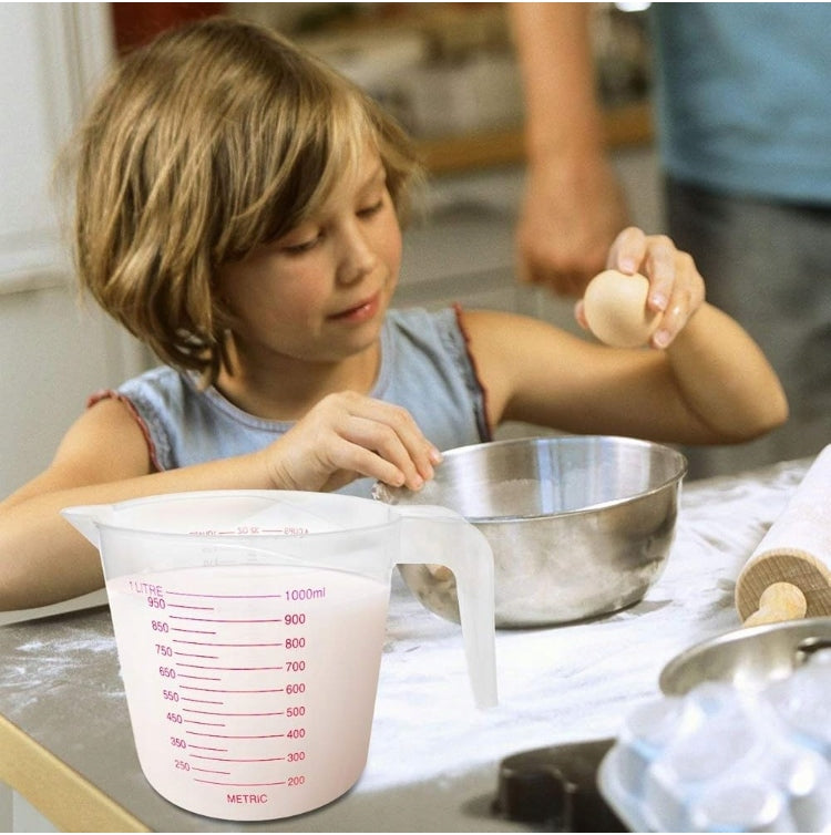 MIARKA KUCHENNA KUBEK Z PODZIAŁKĄ DZBANEK PLASTIKOWY POJEMNIK MIARA 1L