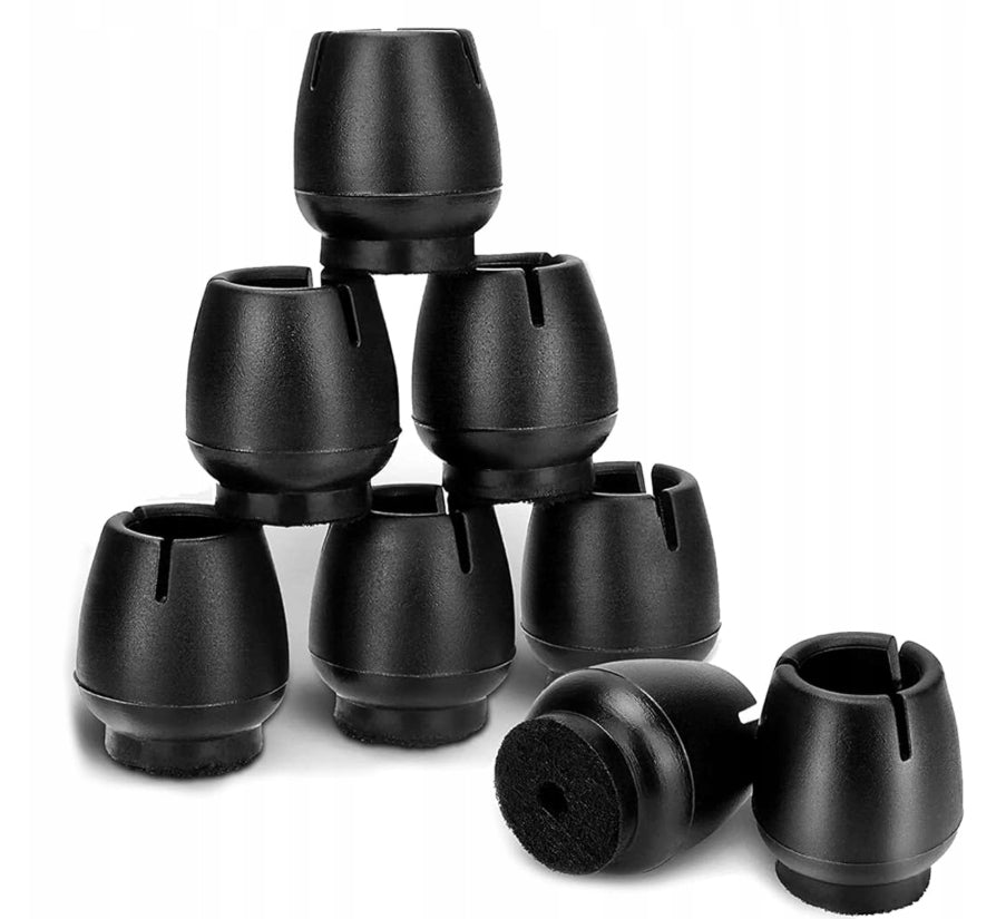 16x NAKŁADKI NA NOGI MEBLE KRZESŁA Z FILCEM 17-21mm CZARNE GUMOWE NASADKI