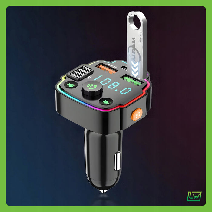 TRANSMITER BLUETOOTH SAMOCHODOWY FM 3x USB ADAPTER SZYBKA ŁADOWARKA MP3