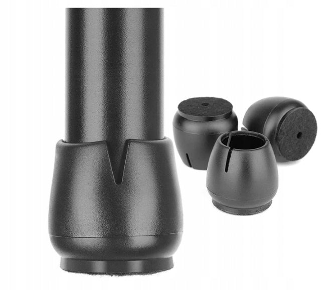 16x NAKŁADKI NA NOGI MEBLE KRZESŁA Z FILCEM 17-21mm CZARNE GUMOWE NASADKI