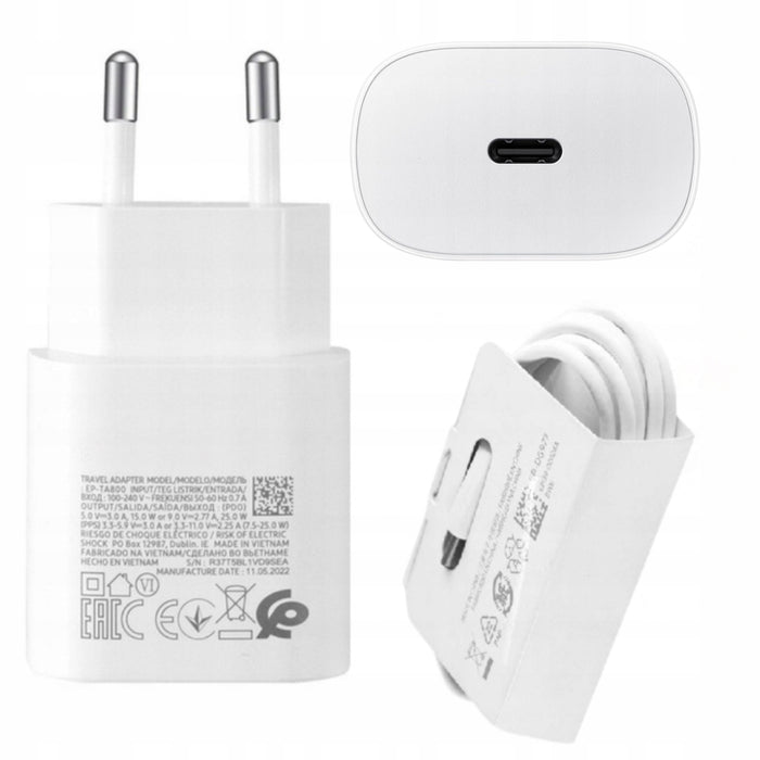 SZYBKA ŁADOWARKA DO TELEFONU SAMSUNG KOSTKA 25W MOCNA + KABEL USB TYP C 1M