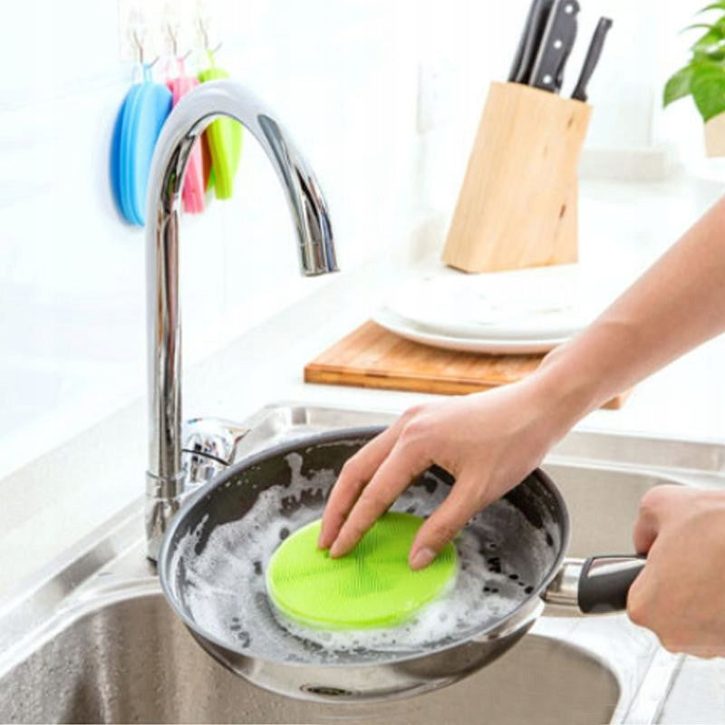 SILIKONOWA MYJKA DO NACZYŃ gąbka kuchnia OKRĄGŁA elastyczna 11 cm