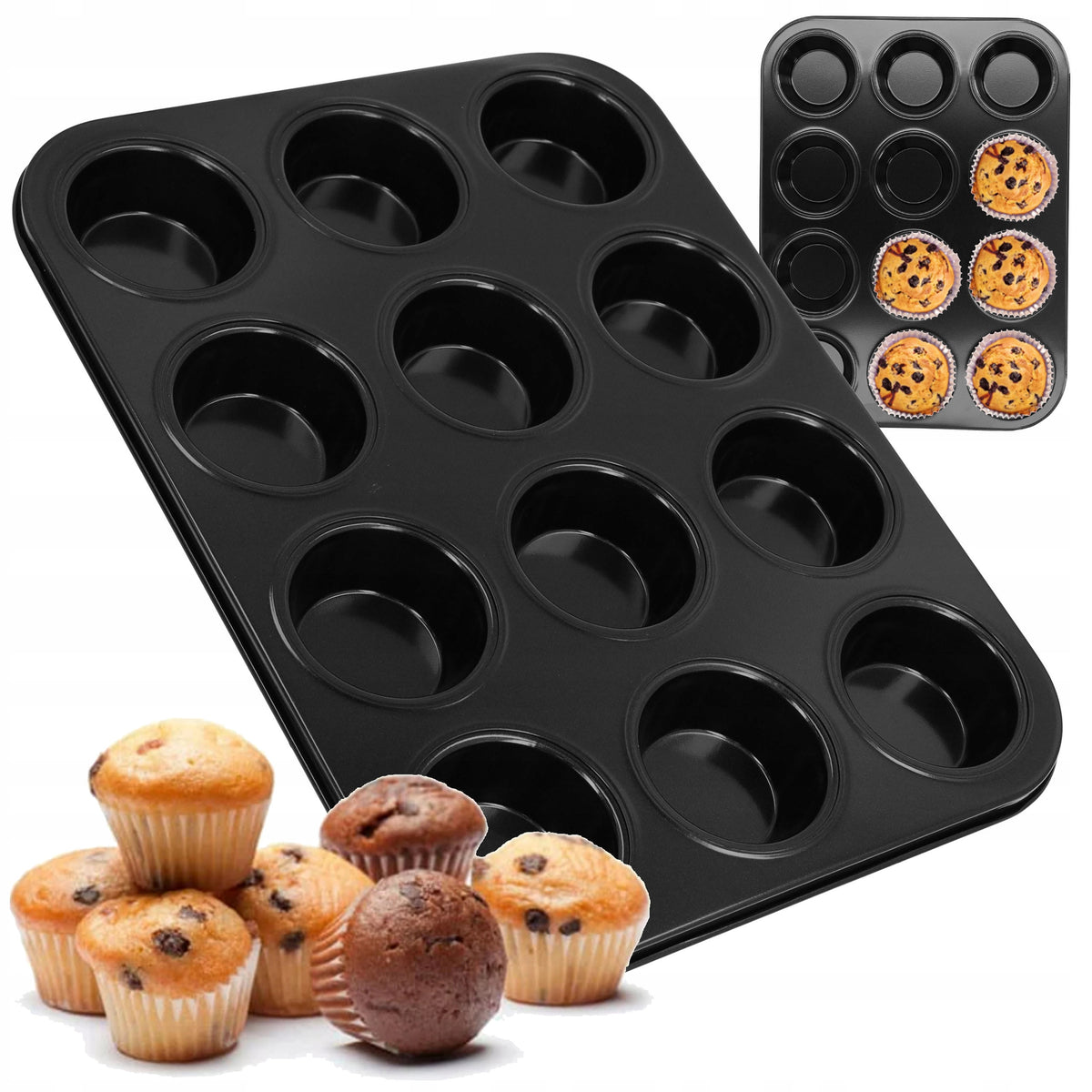 FORMA DO MUFFINEK blacha forma do pieczenia babeczek kuchenna foremki x12