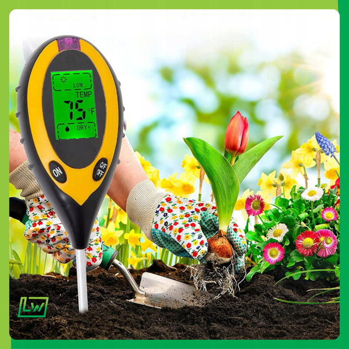 KWASOMIERZ GLEBOWY MIERNIK PH GLEBY TESTER ZIEMI PODŁOŻA WILGOTNOŚCI 4W1