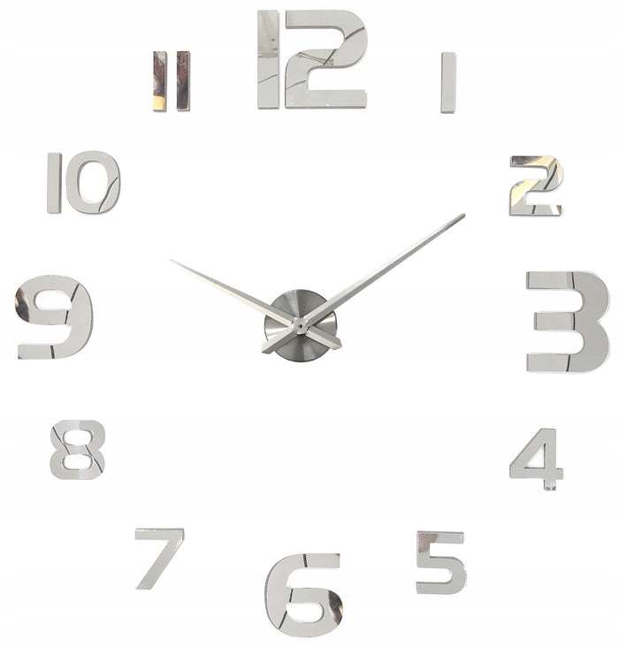 ZEGAR ŚCIENNY NOWOCZESNY DUŻY 70-130 CM ŚCIANĘ NAKLEJANY LUSTRZANY 3D DIY