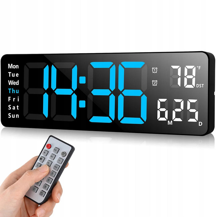 BUDZIK ZEGAR ELEKTRONICZNY LED DRZEMKA GŁOŚNY TERMOMETR HIGROMETR DUŻY XXL