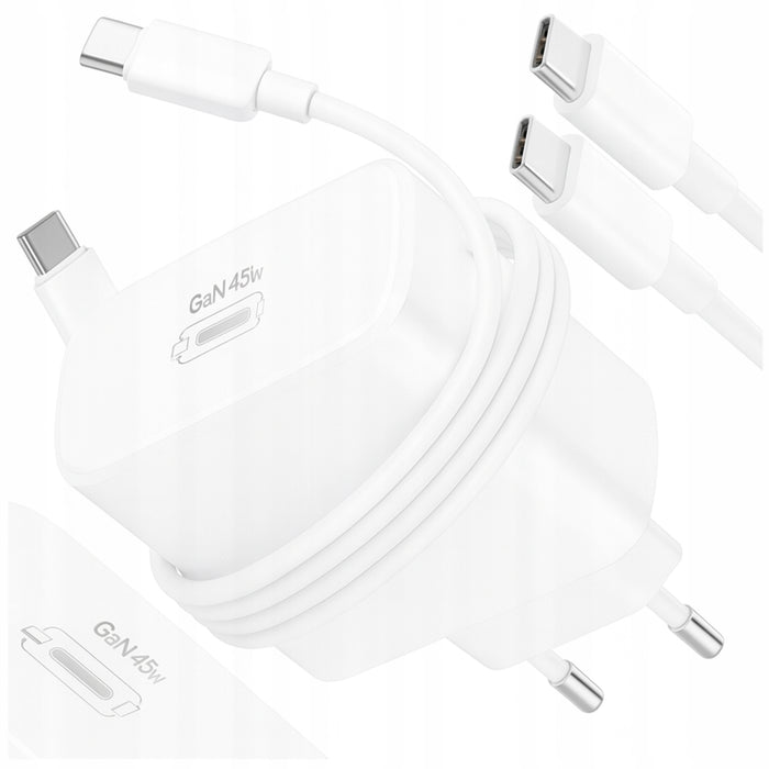 SZYBKA ŁADOWARKA SIECIOWA 45W GaN USB-C TYPU C PD 3.0 QC 3.0 KOSTKA + KABEL