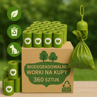 WORECZKI Na Psie Odchody BIODEGRADOWALNE Worki na Kupy BIO + ETUI 360 sztuk