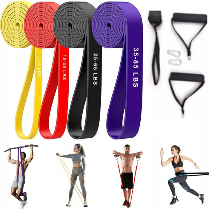 ZESTAW TAŚM OPOROWYCH TAŚMY DO ĆWICZEŃ 4 RÓŻNE POZIOMY TAŚM FITNESS DO JOGI