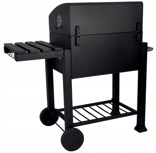 GRILL OGRODOWY WĘGLOWY XXL ZAMYKANY PÓŁKI TERMOMETR POPIELNIK + DMUCHAWA