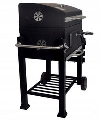 GRILL OGRODOWY WĘGLOWY XXL ZAMYKANY PÓŁKI TERMOMETR POPIELNIK + DMUCHAWA
