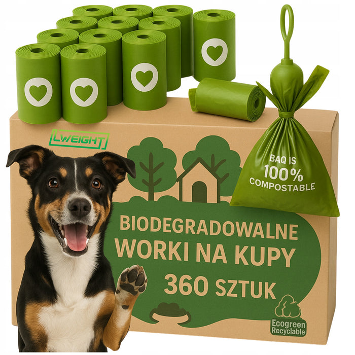 WORECZKI Na Psie Odchody BIODEGRADOWALNE Worki na Kupy BIO + ETUI 360 sztuk