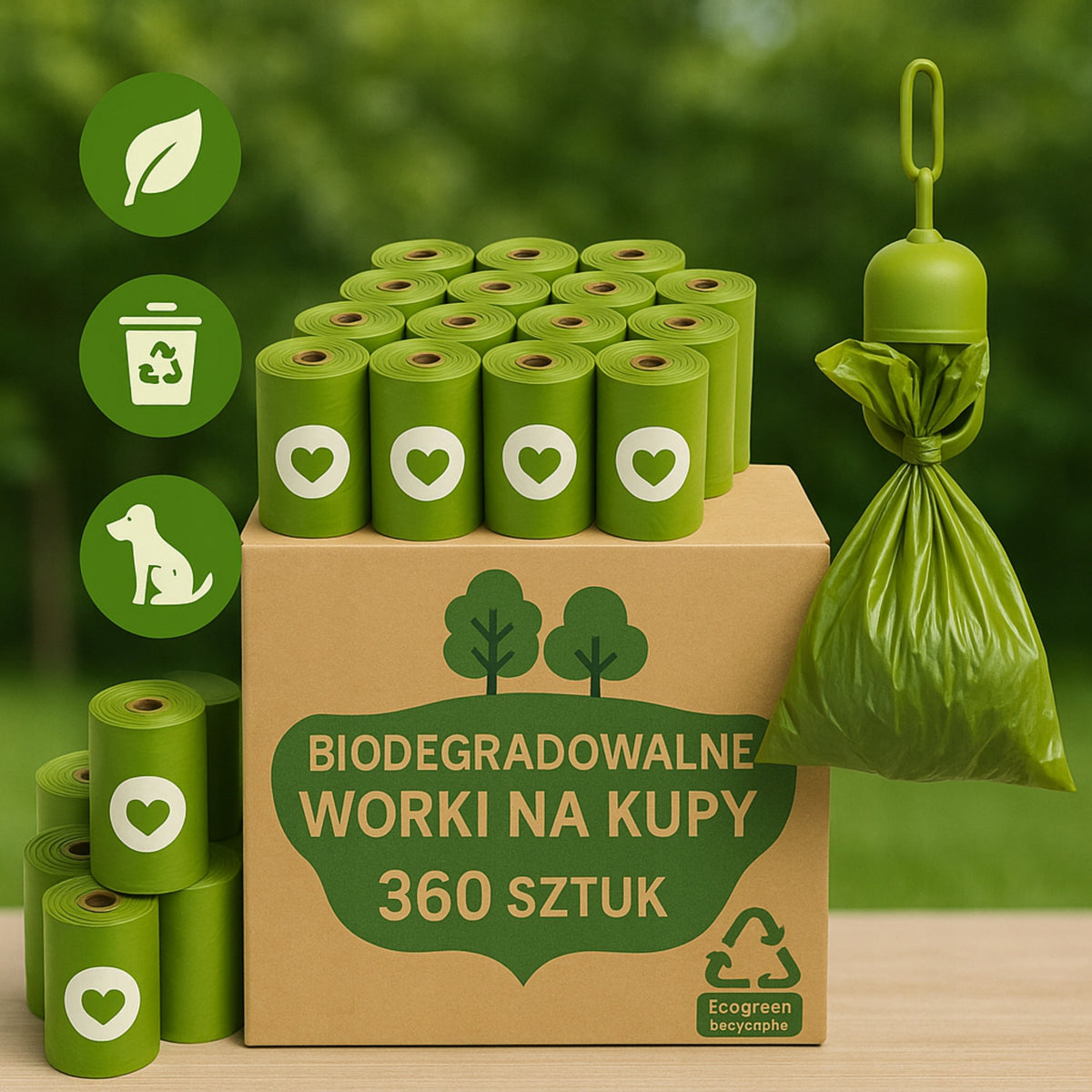 WORECZKI Na Psie Odchody BIODEGRADOWALNE Worki na Kupy BIO + ETUI 360 sztuk